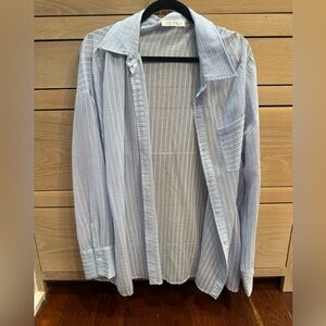 12th Tribe Sheer Blue Button Up Top